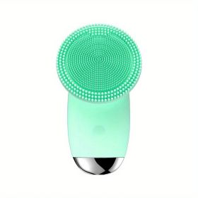 CONESN Electric Facial Cleansing Brush,Silicone Facial Cleansing Brush, Electric Silicone Face Brush, Sonic Facial Cleansing Brush For Makeup Rem (Material: ABS+Silicone, Color: Green)