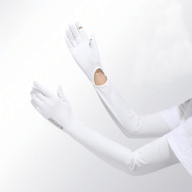 UV Protection Arm Sleeves Gloves, UPF 50+ Sun Protection Long Gloves with Non-Slip Grip, Breathable Cooling Sleeves for Driving, Cycling, Fishing (Style: Floor F4 - BX09 - White)